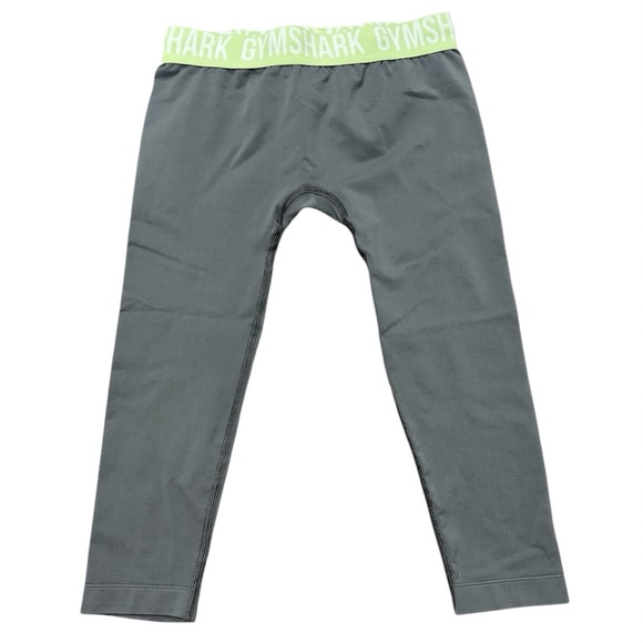 Gymshark Fit Seamless Leggings Charcoal Gray Lime Green Size Medium Workout - Picture 9 of 9